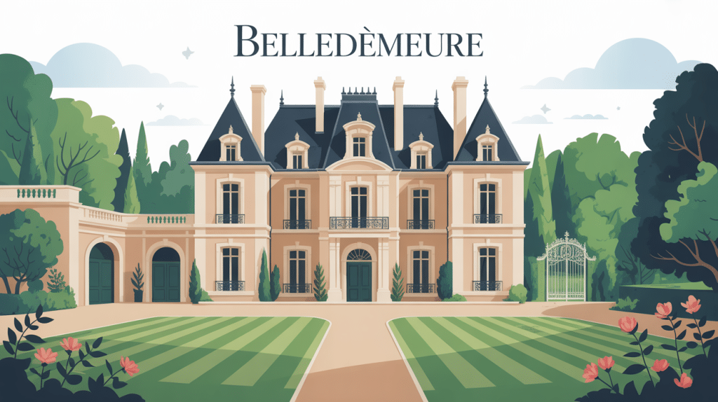 belledemeure illustration manoir château parc portail