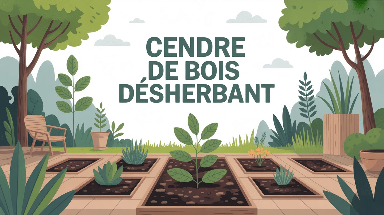 Illustration jardin écologique utilisant cendre de bois désherbant