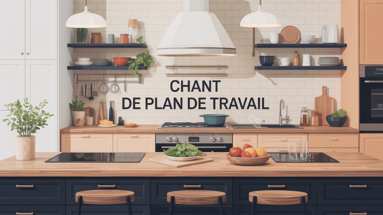 Cuisine moderne avec chants de plan de travail variés