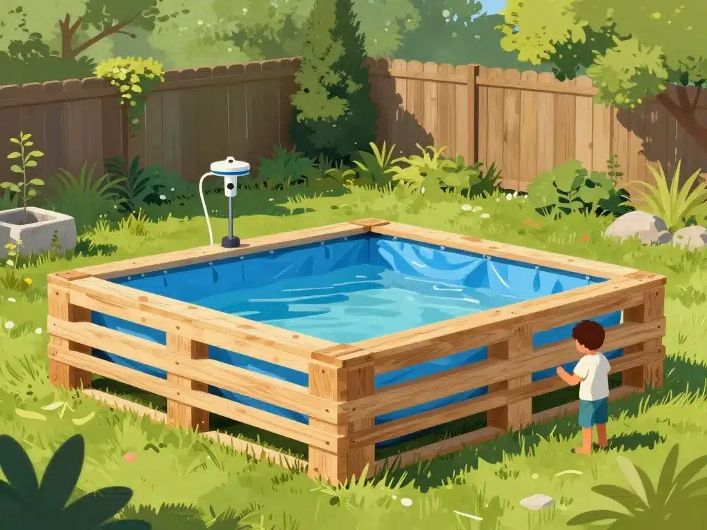 Illustration montage piscine sur palette DIY