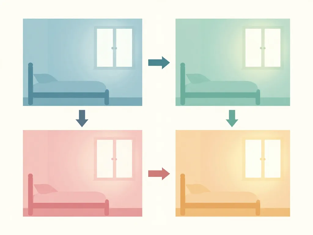 illustration adaptation couleur tendance 2024 chambre à coucher selon lumière et style