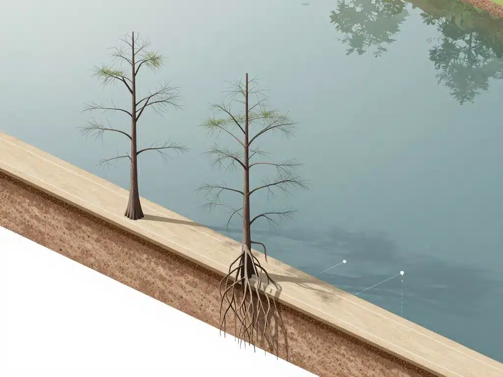 Cyprès chauve diagramme racines pneumatophores