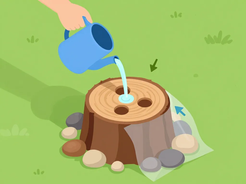 détruire souche eau de javel schéma procédure