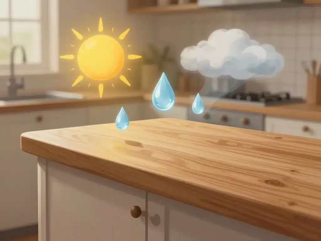 entretien plan de travail bois réactions chaleur eau