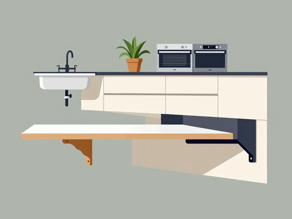 illustration equerre plan de travail classique console invisible
