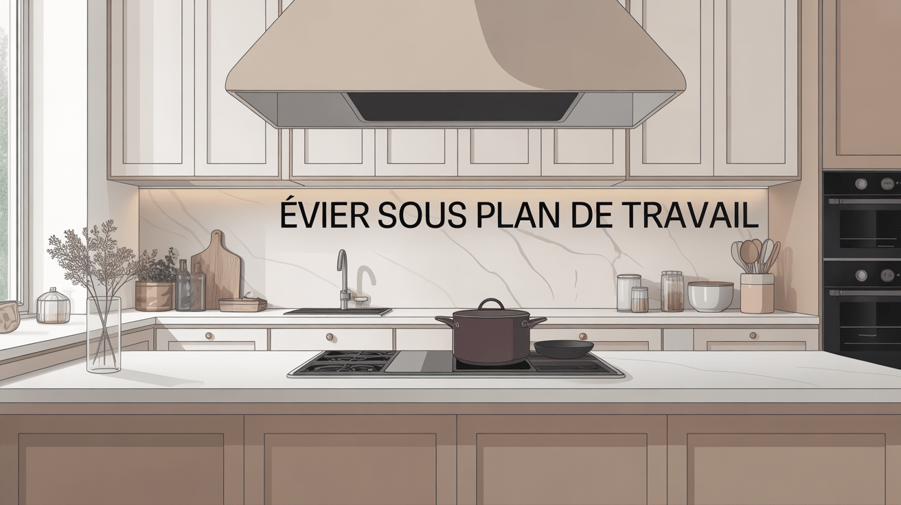 evier sous plan de travail élégant cuisine moderne