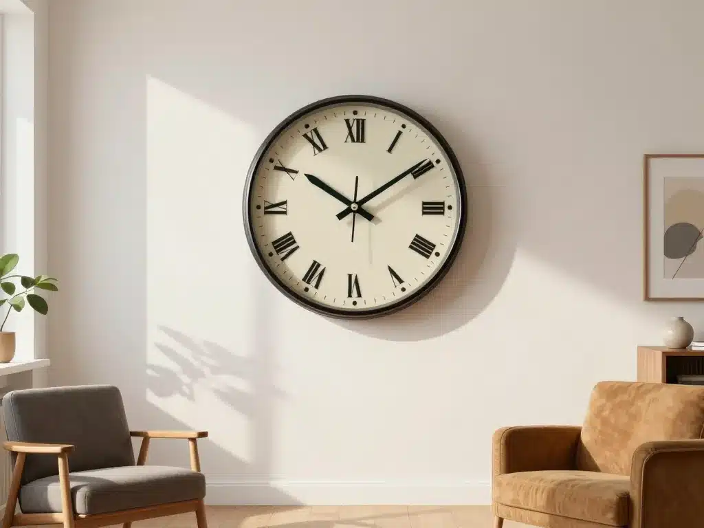 Horloge vintage année 50 intégrée dans un salon moderne