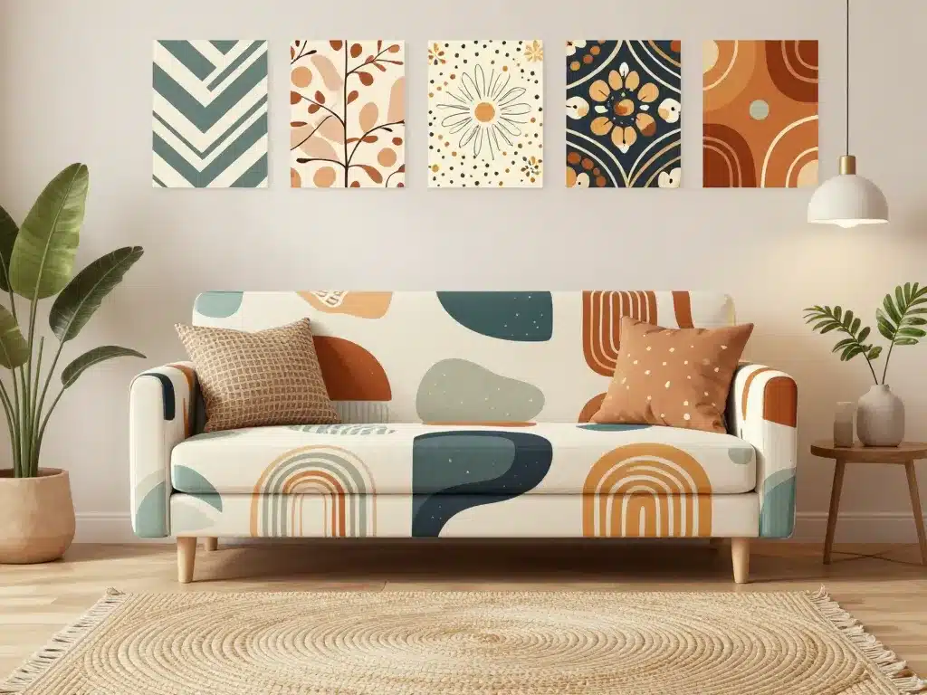 styles de housse bz 140 originale sur banquette dans salon cosy