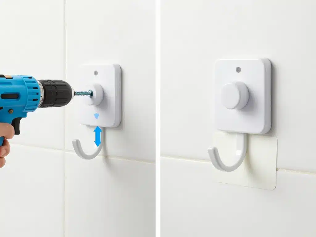 installer patere salle de bain perçage adhésif
