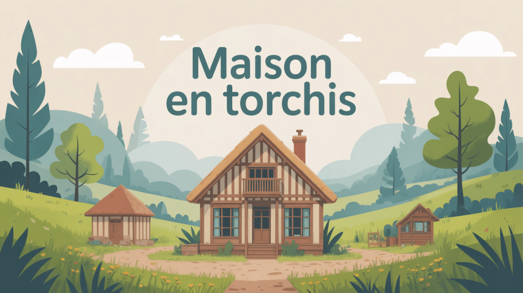 Illustration SEO maisons en torchis traditionnelle écologique