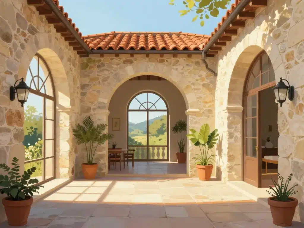 Illustration maisons italiennes esprit intérieur extérieur