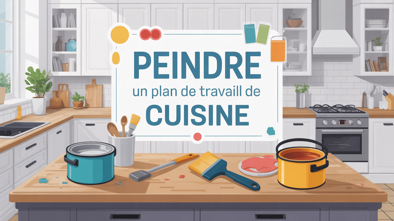 peindre un plan de travail cuisine illustration moderniste