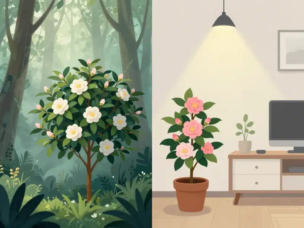 peut on garder un camelia à l'intérieur différence intérieur extérieur