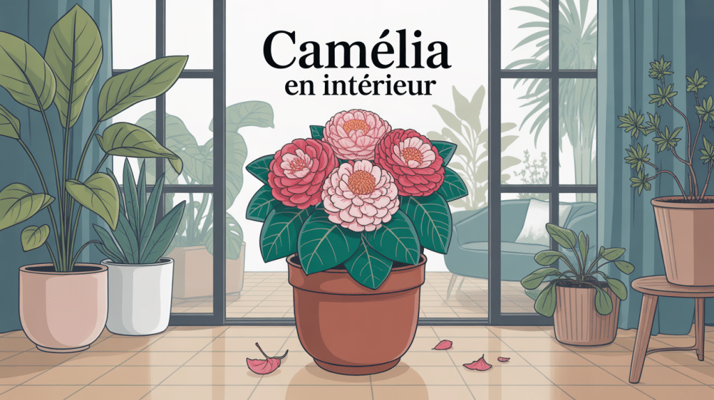 peut on garder un camelia à l'intérieur illustration vectorielle intérieure