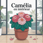 peut on garder un camelia à l'intérieur illustration vectorielle intérieure
