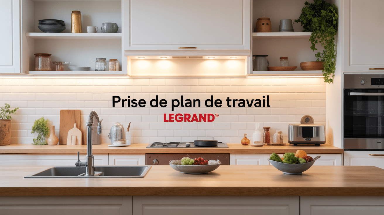 prise plan de travail legrand bien intégrée sur plan de travail cuisine