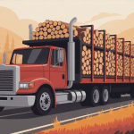 prix d'un semi remorque de bois de chauffage en 2m camion chargé sur route