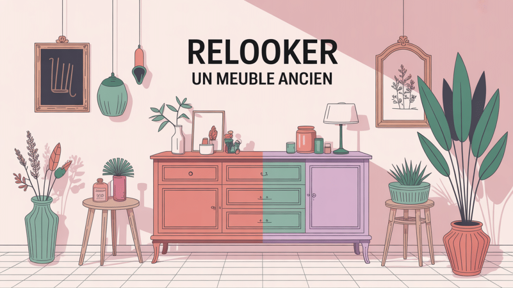 illustration vectorielle relooker un meuble ancien buffet commode moderne