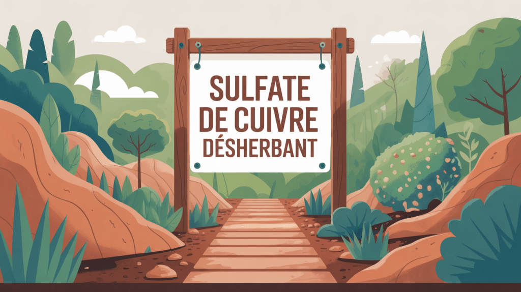 Jardin avec sulfate de cuivre désherbant, zone saine et zone affectée