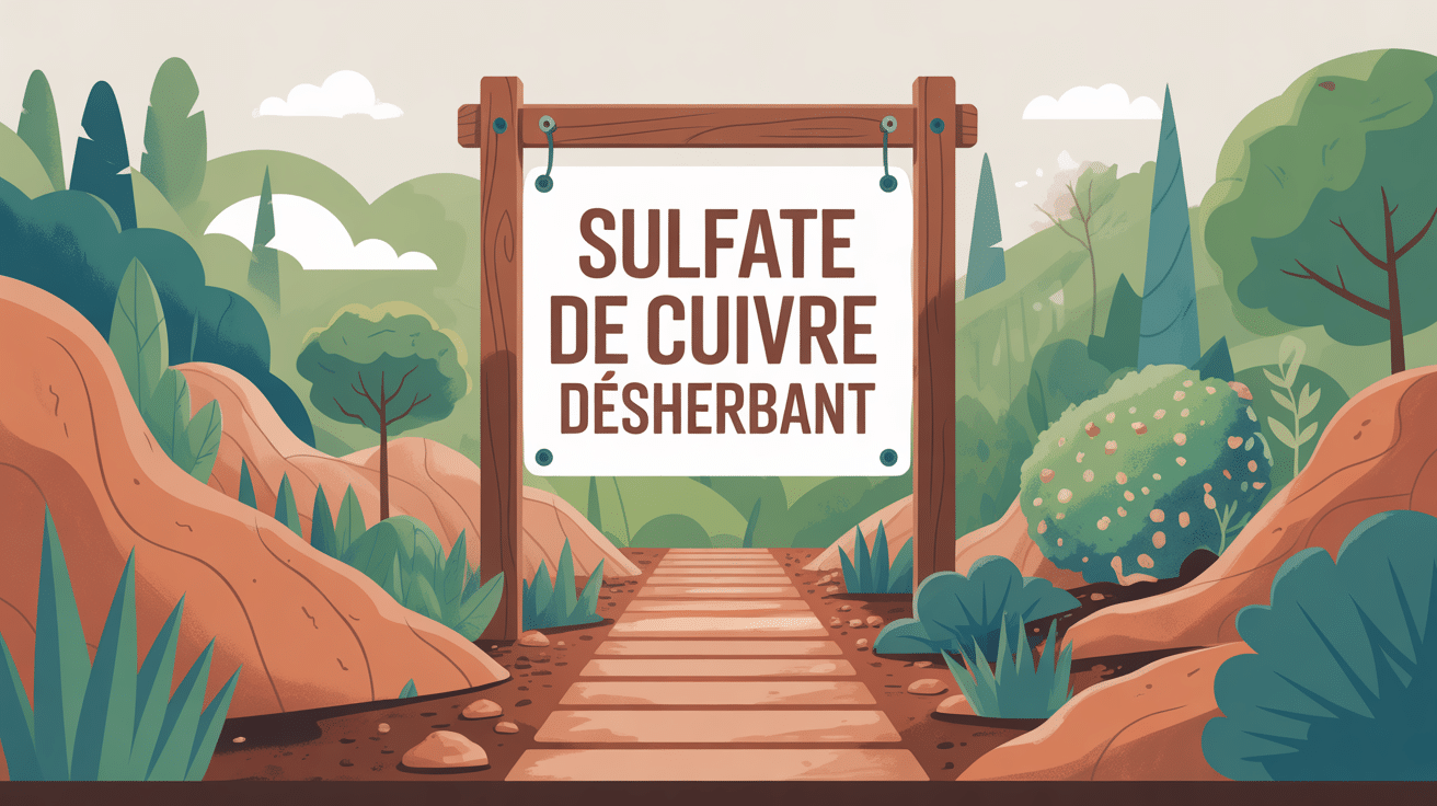 Jardin avec sulfate de cuivre désherbant, zone saine et zone affectée