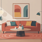 Illustration salon moderne table de salon basse design