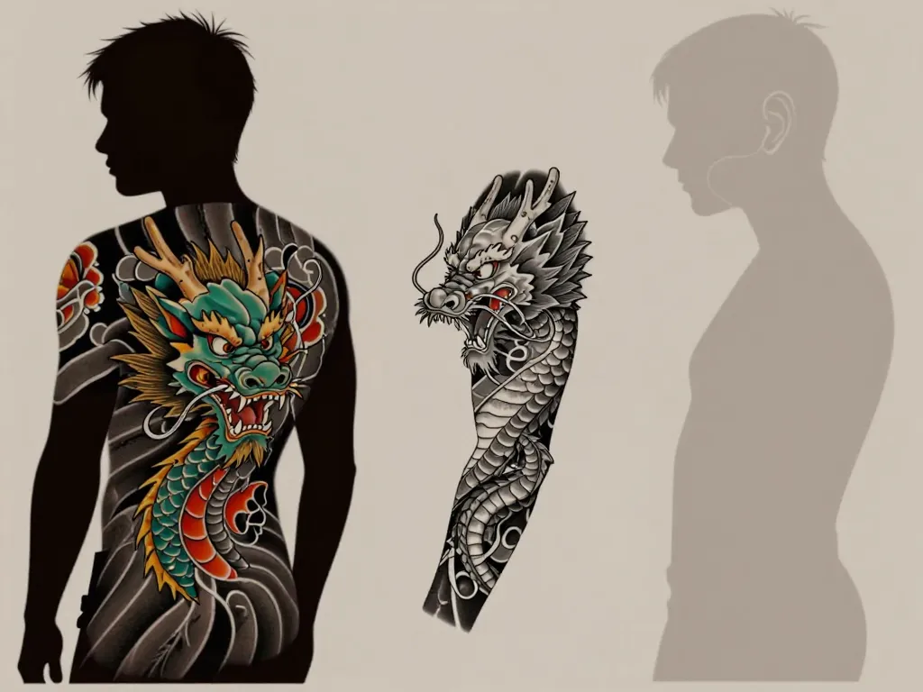 tatouage tete de dragon japonais occidental minimaliste