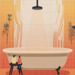 illustration trace orange douche sur parois et receveur