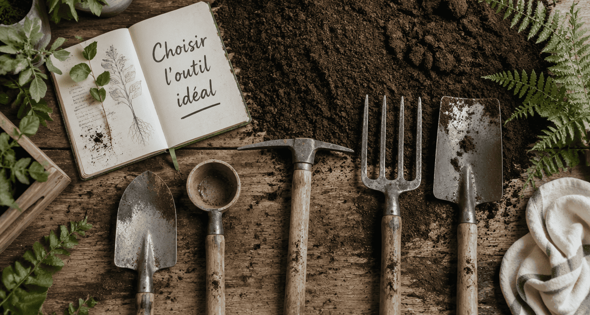 outil pour creuser la terre sur plan de travail