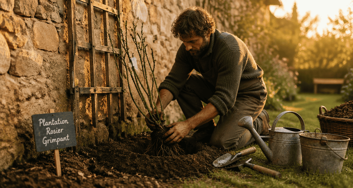 rosier grimpant quand planter près d’un mur ensoleillé