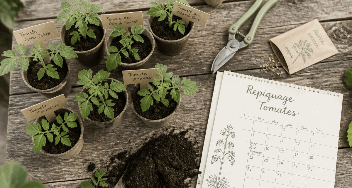 à combien de feuilles repiquer les tomates sur table de jardin