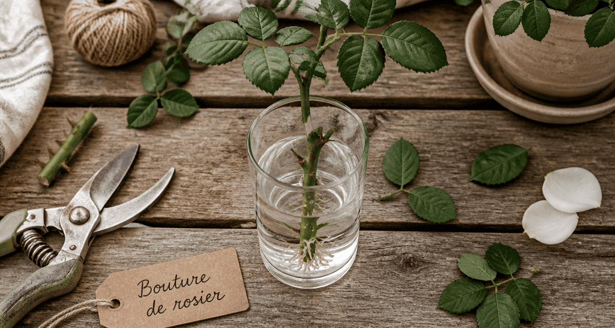 bouturer un rosier dans l'eau racines visibles