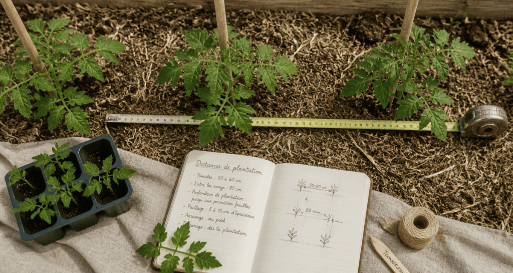 distance entre pieds de tomates vue du dessus