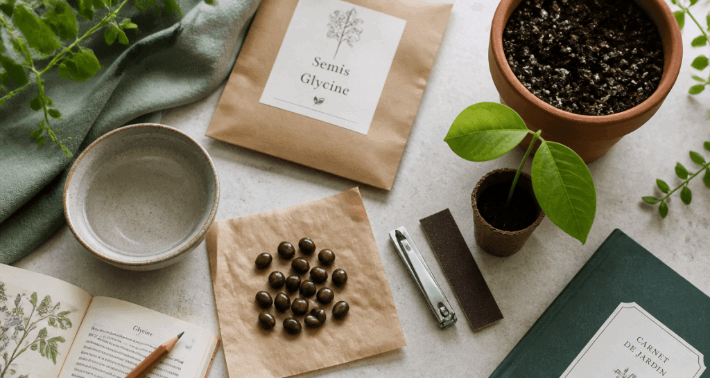 En combien de temps pousse une graine de glycine sur plan de travail jardinage