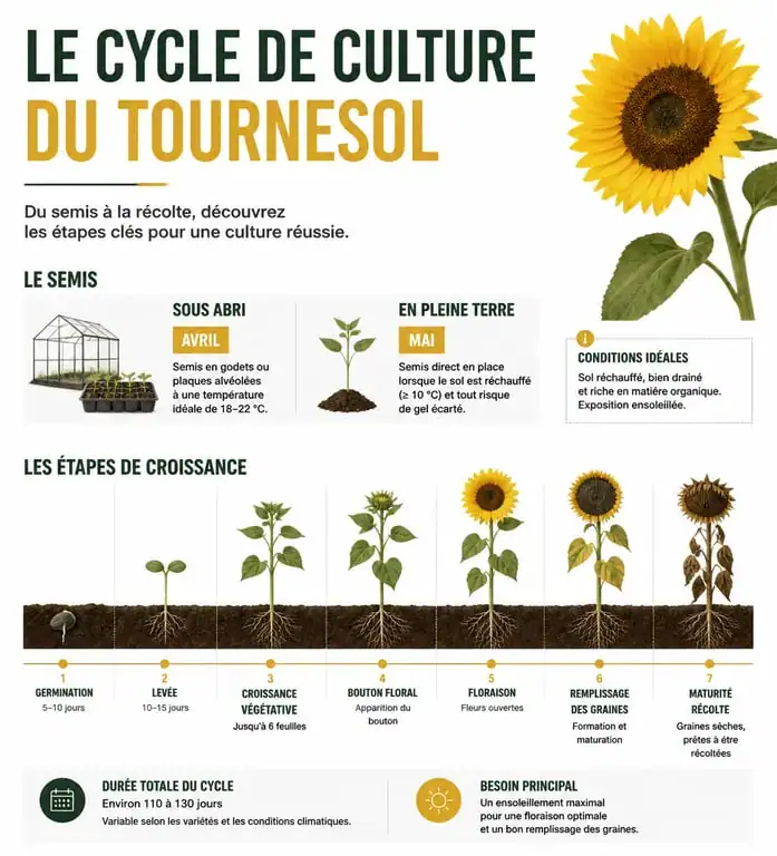 Calendrier de semis et cycle de croissance du tournesol