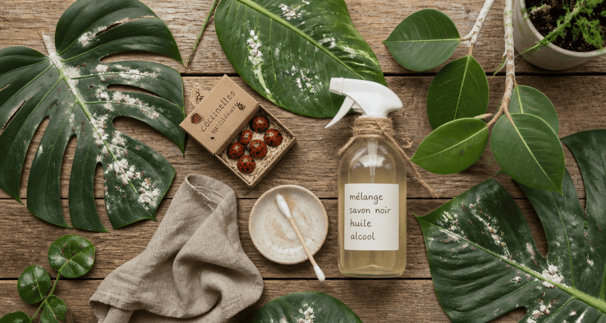 Lutter contre la cochenille sur feuilles de monstera et ficus