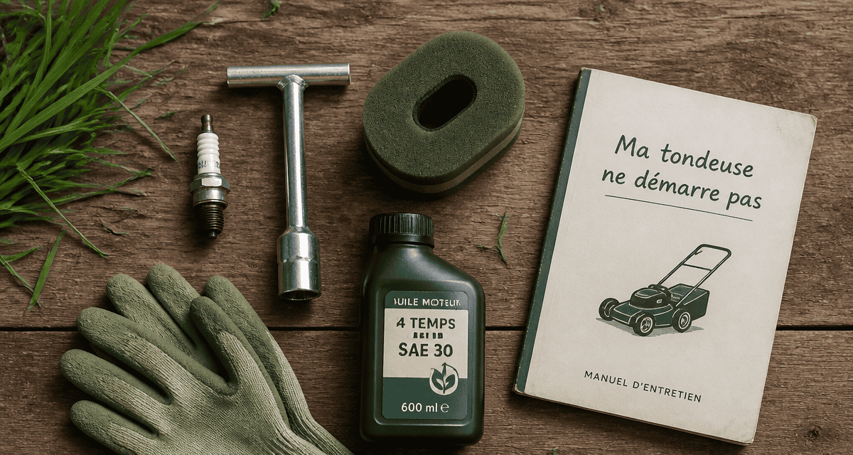 ma tondeuse ne démarre pas flat-lay outils