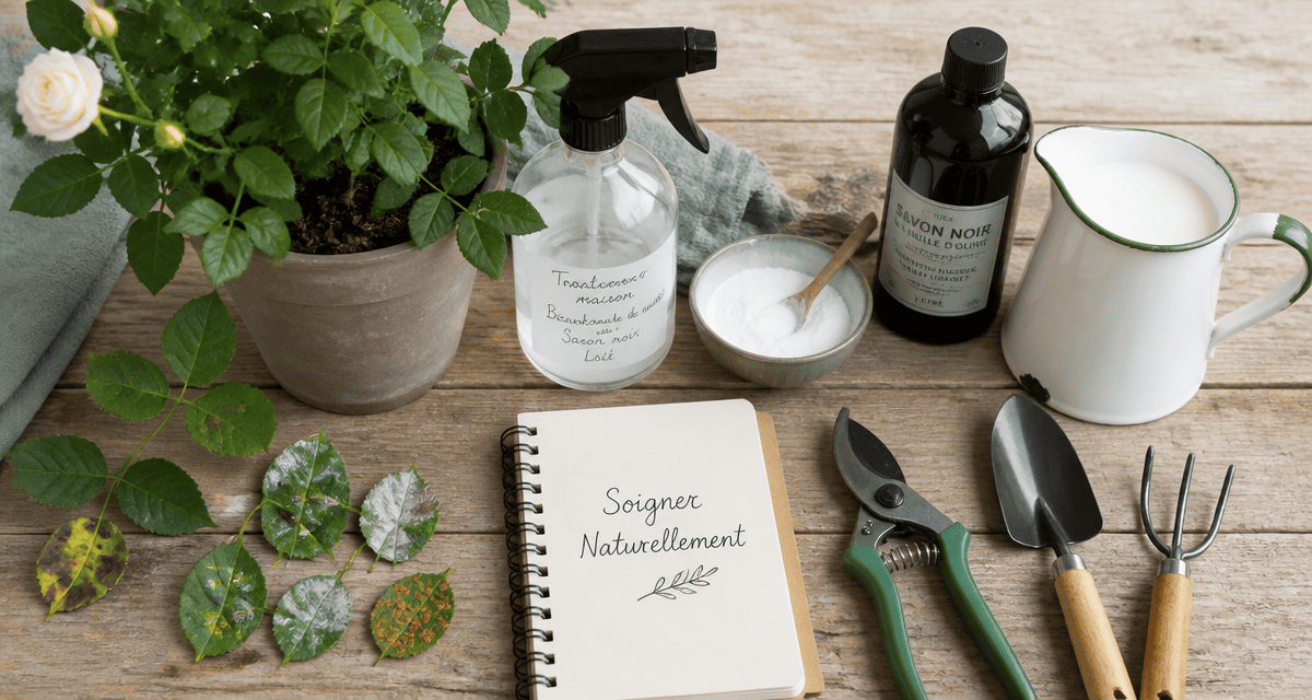 maladie des rosiers remède de grand-mère avec produits naturels et outils