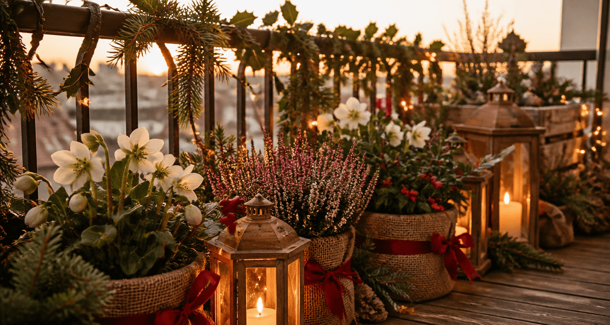 plante de noel exterieur en pot sur balcon