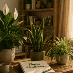 plantes d'interieur depolluante sur table en salon