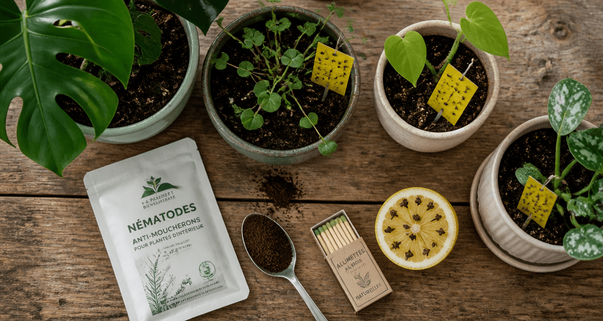 Produit anti moucheron plantes pots pièges jaunes nématodes