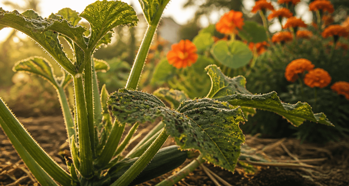 puceron courgette sur feuilles vertes