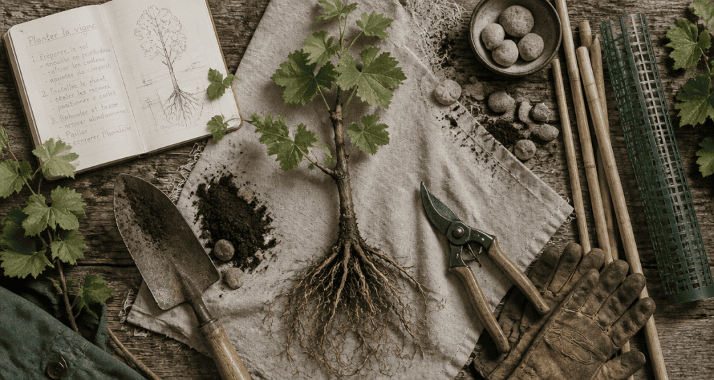quand planter vigne jeune plant outils jardin