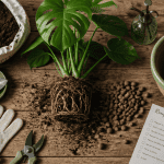 quand rempoter une plante rempotage Monstera sur table
