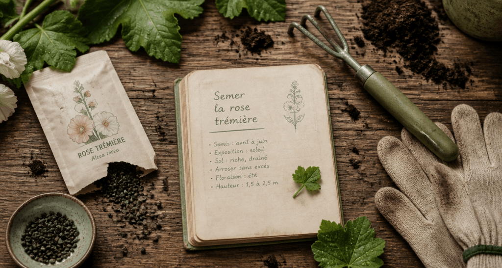 quand semer rose tremiere sur table de jardin
