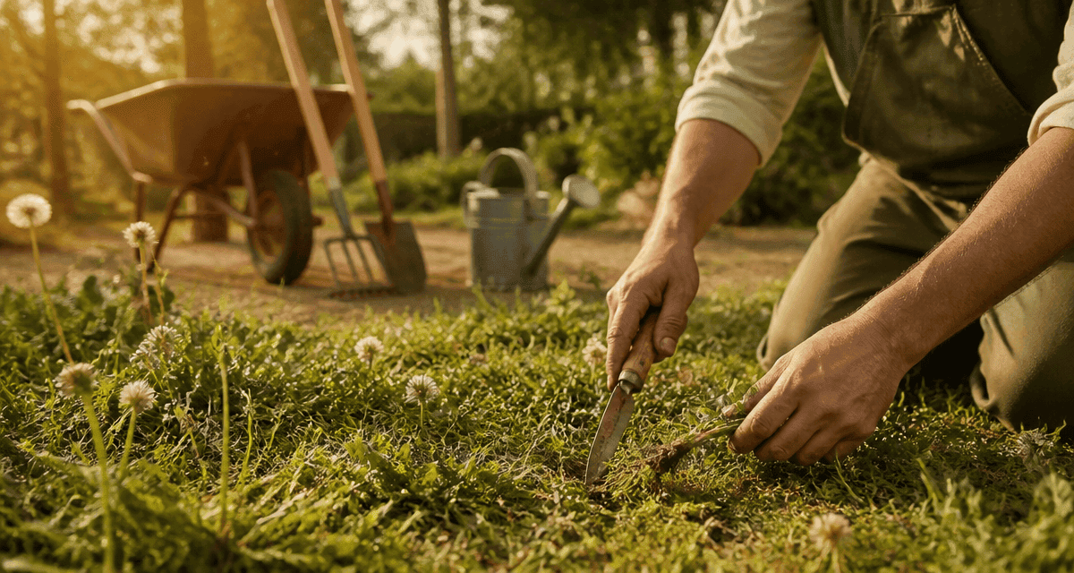 quand traiter la pelouse contre les mauvaises herbes jardinier action