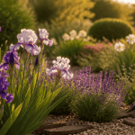 que mettre au pied des iris massif fleuri lavande gravier