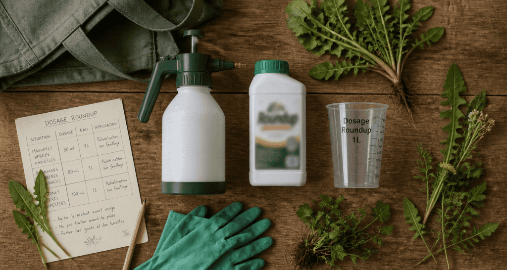 roundup dosage pour 1 litre avec pulvérisateur et doseur