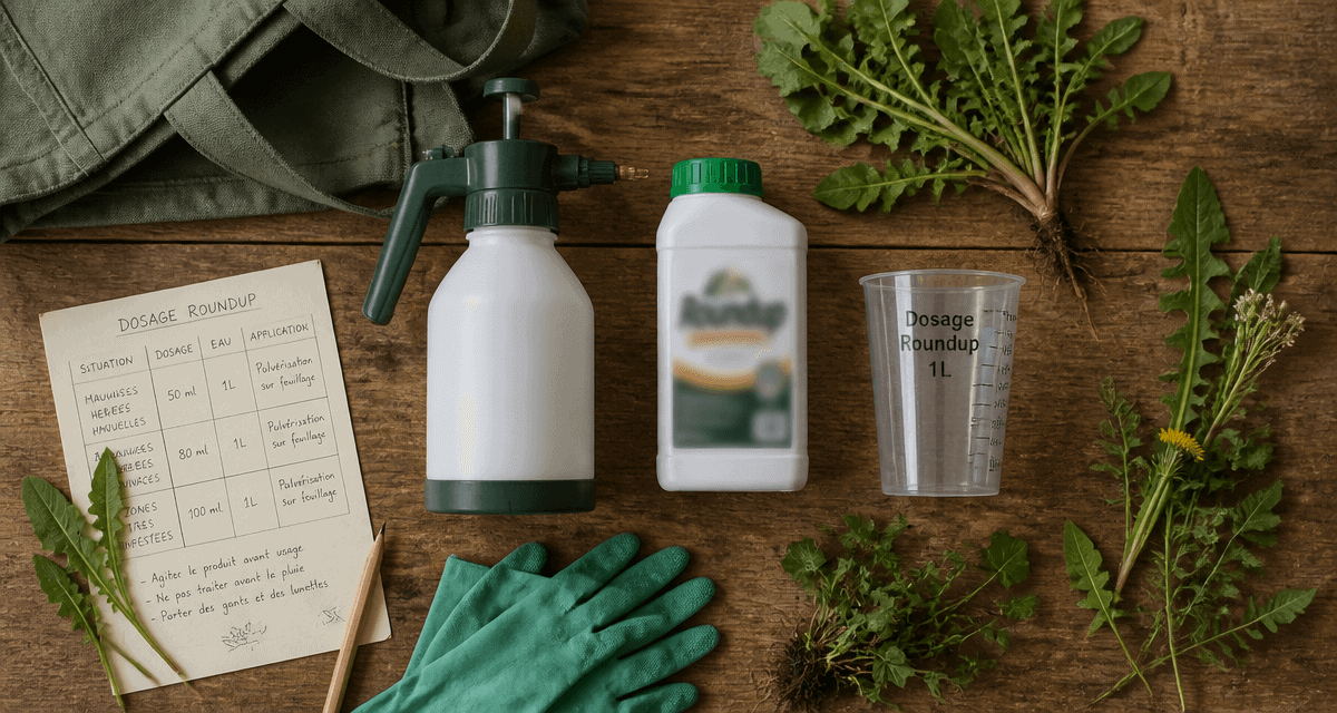 roundup dosage pour 1 litre avec pulvérisateur et doseur