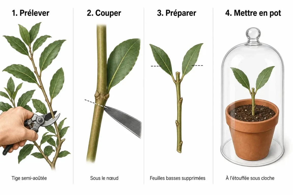 Étapes pour réussir sa bouture de laurier rose : guide visuel du prélèvement à la mise en pot