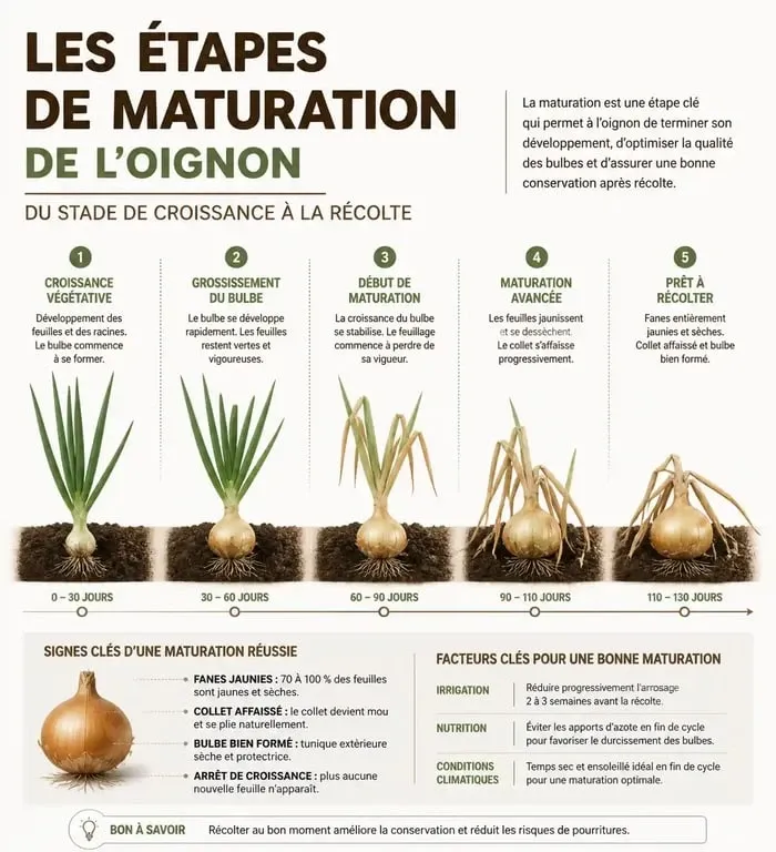 Étapes de maturation de l'oignon pour savoir quand récolter les oignons au jardin